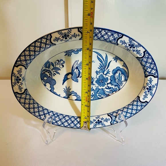 Antique Yuan Wood & Sons England Oval Deep Dish 10x7.25 Inches Blue & White - Picture 11 of 13
